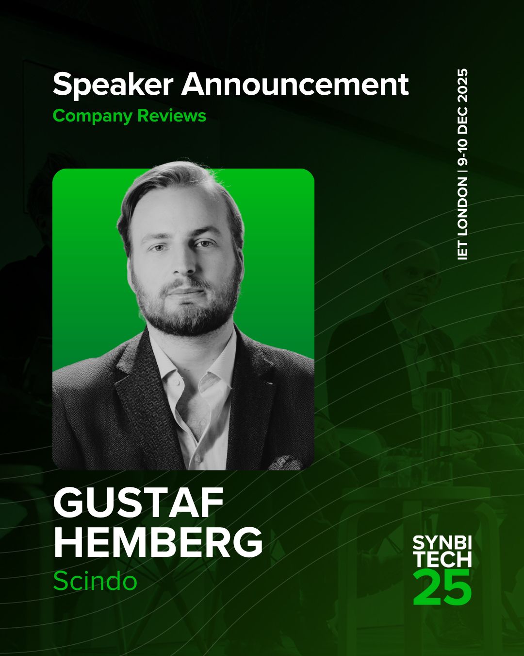 Gustaf Hemberg speaking at SynbiTECH 2025